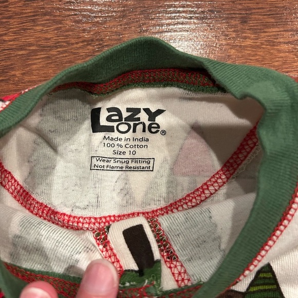 Lazy One Plaid Reindeer Cheeks Flapjack Coverall Onesie Size 10 White and Green - Picture 4 of 6